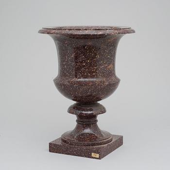 A Swedish Empire 19th century porphyry urn.