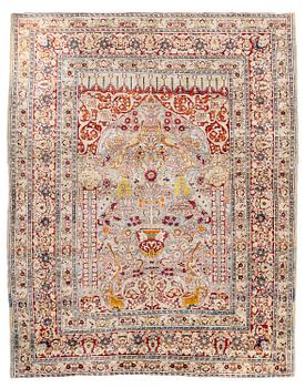 386. A silk Tabriz prayer rug, Northwest Persia, c. 167 x 133 cm.