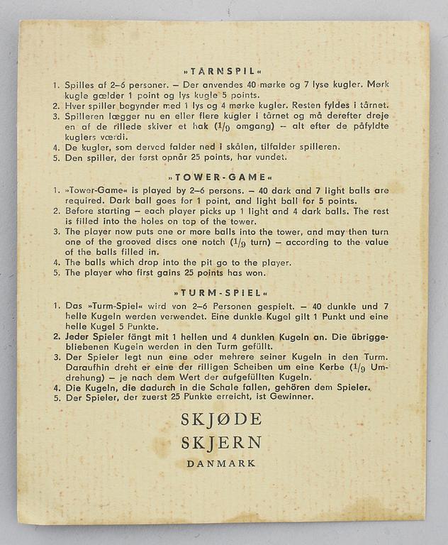 SPEL, 2 st, trä, Preben Paarup och Skjøde Skjern, Danmark, 1900-talets andra hälft.