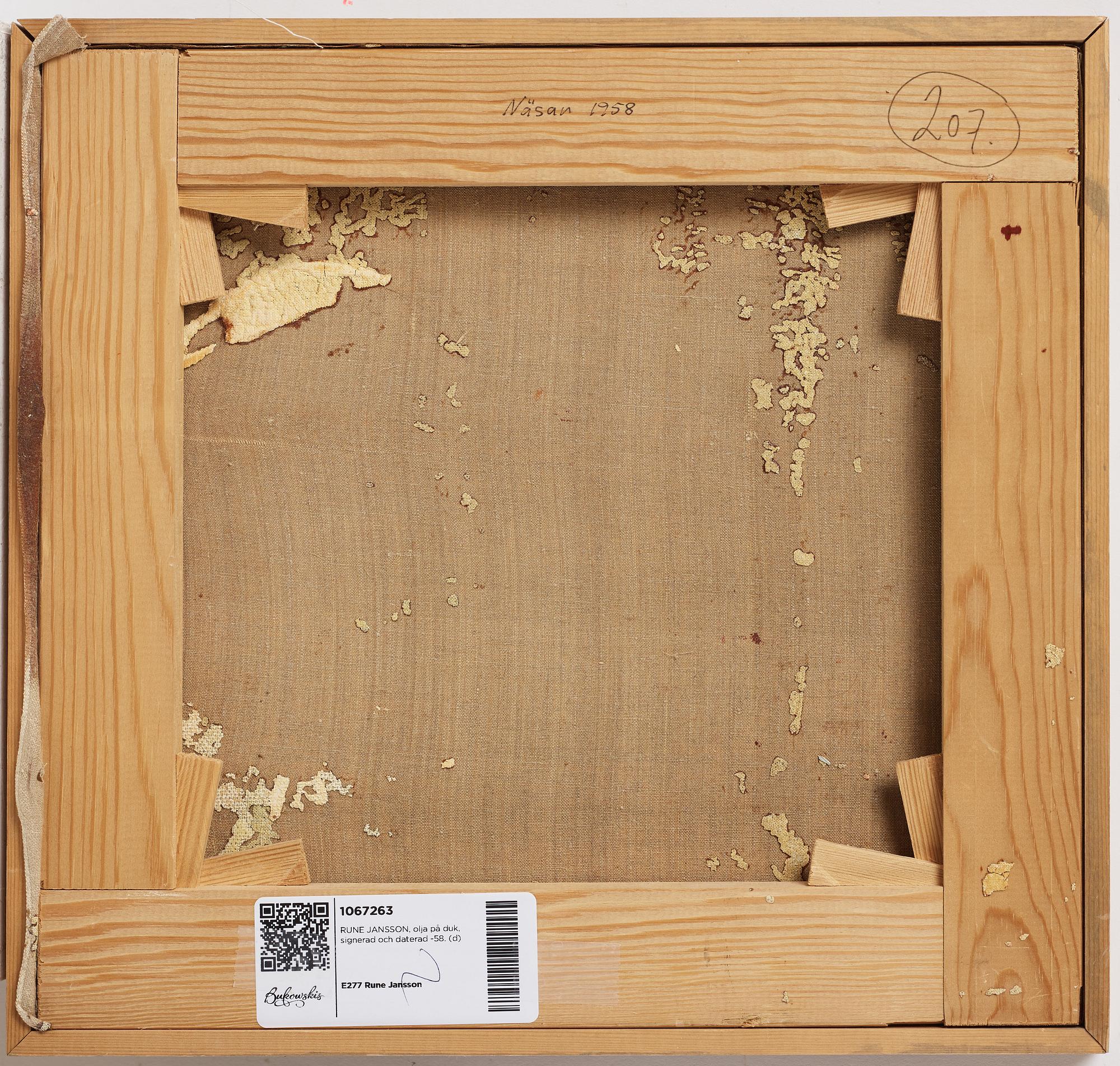 RUNE JANSSON, oil on canvas, signed and dated -58.