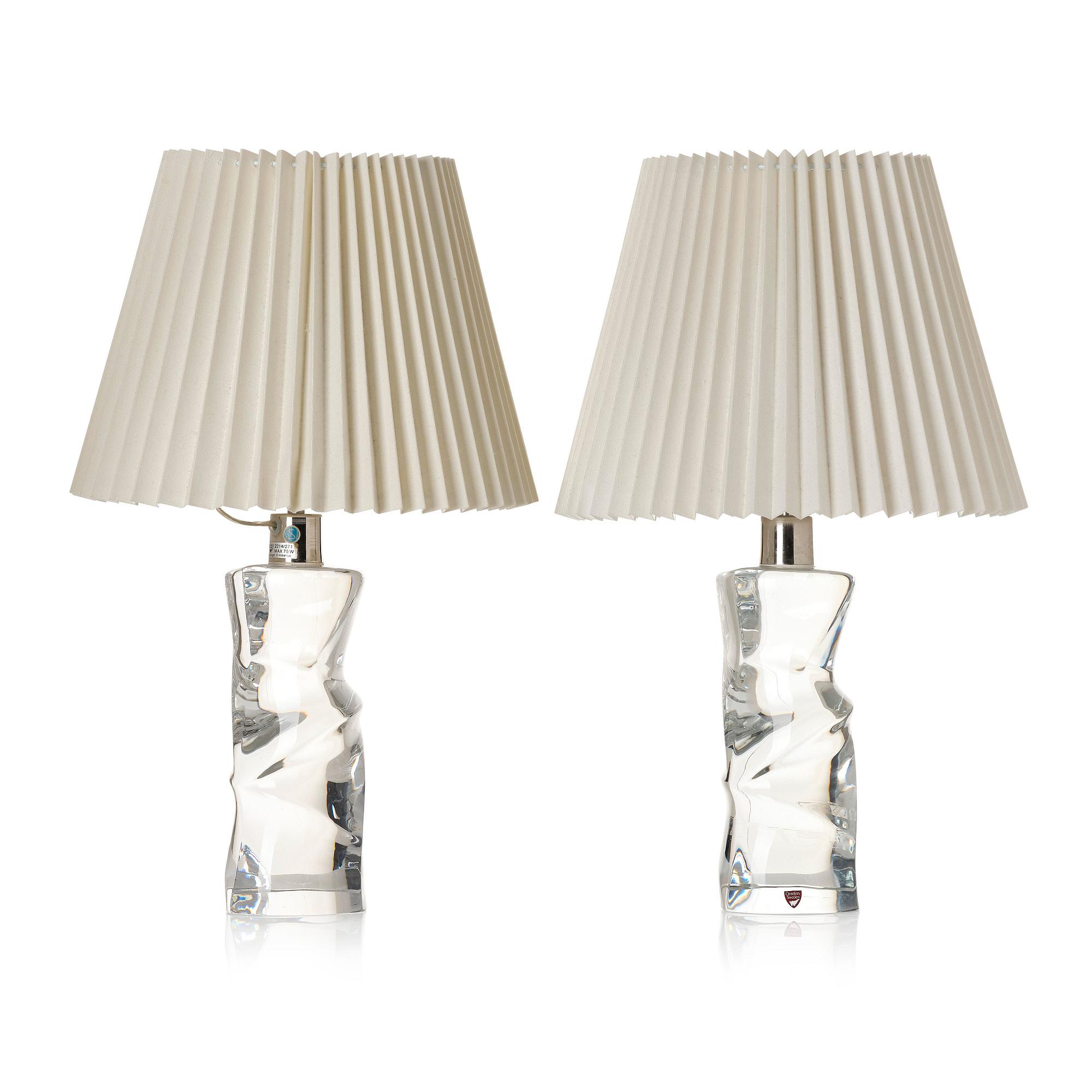 Olle Alberius, a pair of table lamps model "2214/271", Orrefors, 1960-70s.