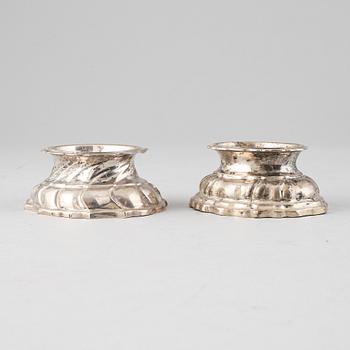 Two rococo silver salt cellars, Augsburg, mid 18th century.