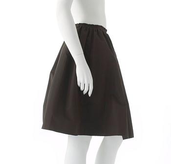 PRADA, a brown silk blend skirt.