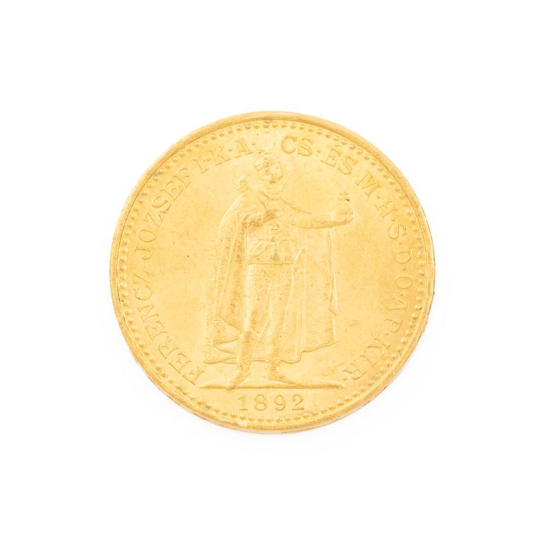 Gold coin, Hungary, 20 Korona, 1892.