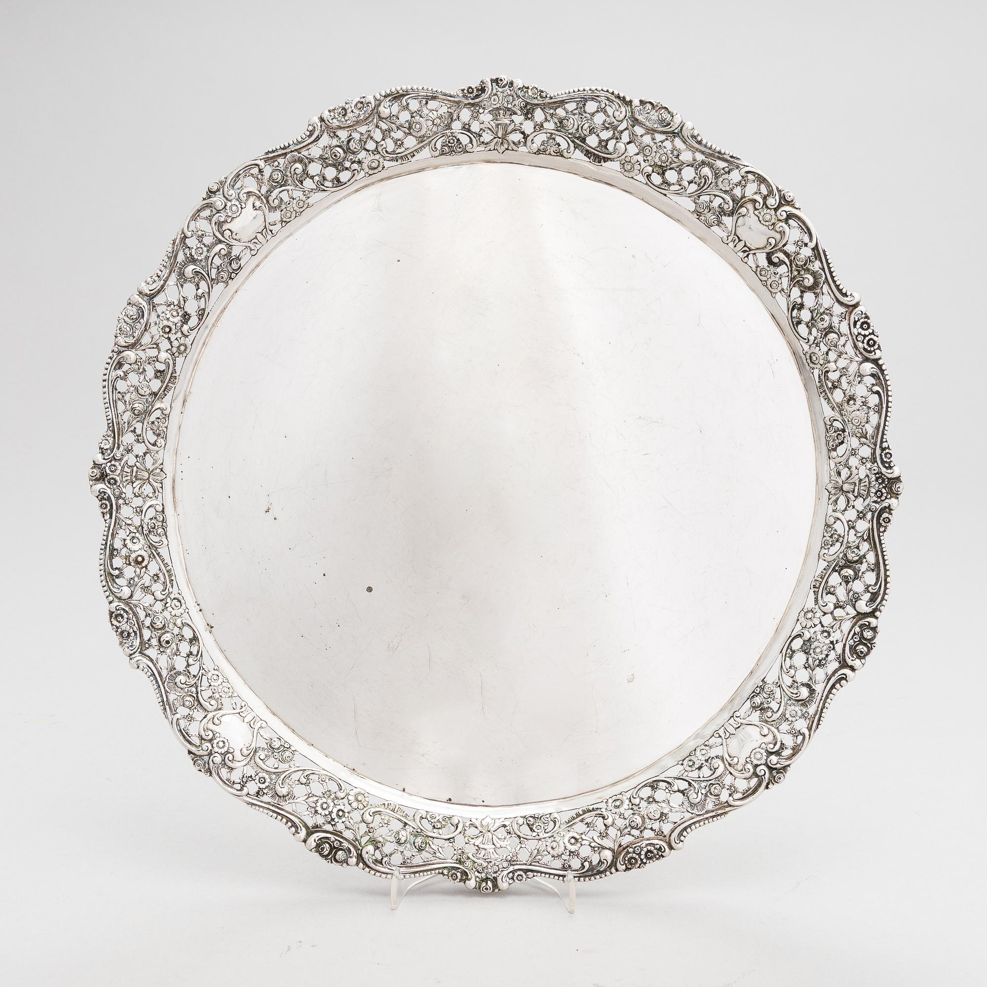 A silver tray, Germany, mid-20th century.