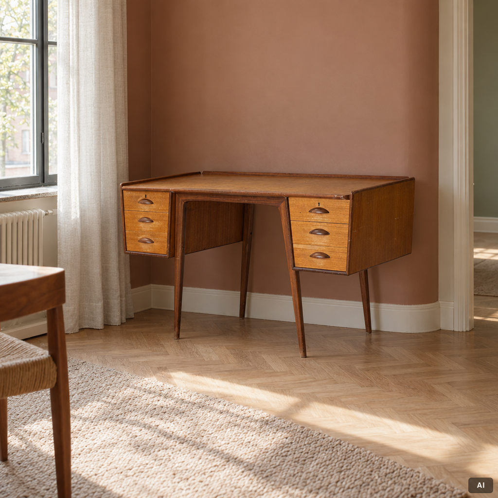 Desk, teak, 1960s.