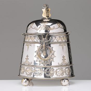 A 20th century plated jar and cover.