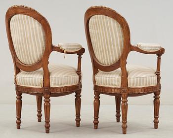 KARMSTOLAR, ett par, Louis XIV-stil, sent 1800-tal.