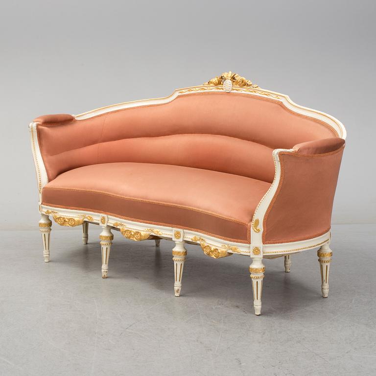 SOFA, gustavian style, Myrstedt & Sterns, Stockholm. Early 20th century. Signed with label.