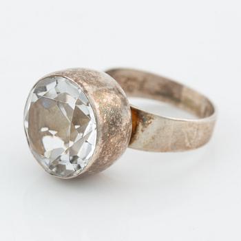 Necklace, bracelet, and a ring, silver with rock crystal, including pieces by Gert Thysell.