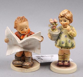 FIGURINER, 2 st, porslin, Hummel, Goebel.
