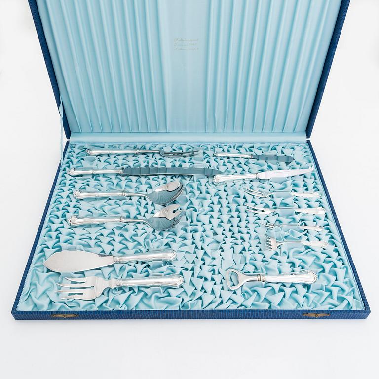 A 158-piece "Chippendale" silver cutlery set, Auran Kultaseppä oy, Turku, and Kultakeskus, Hämeenlinna, 1962-66.