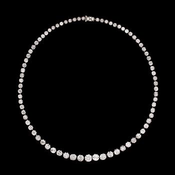 DIADEM/DIAMANTRIVIÈRE, antikslipade diamanter, tot. ca 40 ct, granater och orientaliska pärlor. Dragsted, Köpenhamn,1930.
