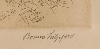 Bruno Liljefors, etching, signerad.