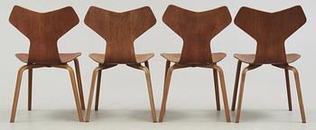 A set of four Arne Jacobsen 'Grand Prix', Fritz Hansen, Denmark 1950-60's.