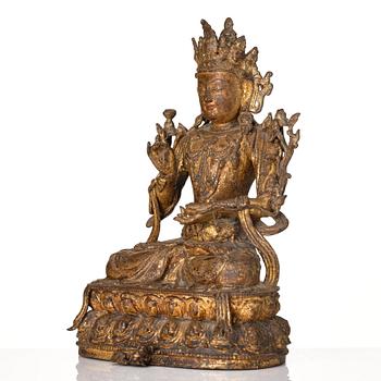 Bodhisattva, kallförgylld brons. Mingdynastin, 1400-talets mitt.