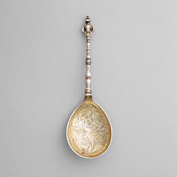 168. A Swedish 17th century parcel-gilt silver spoon.