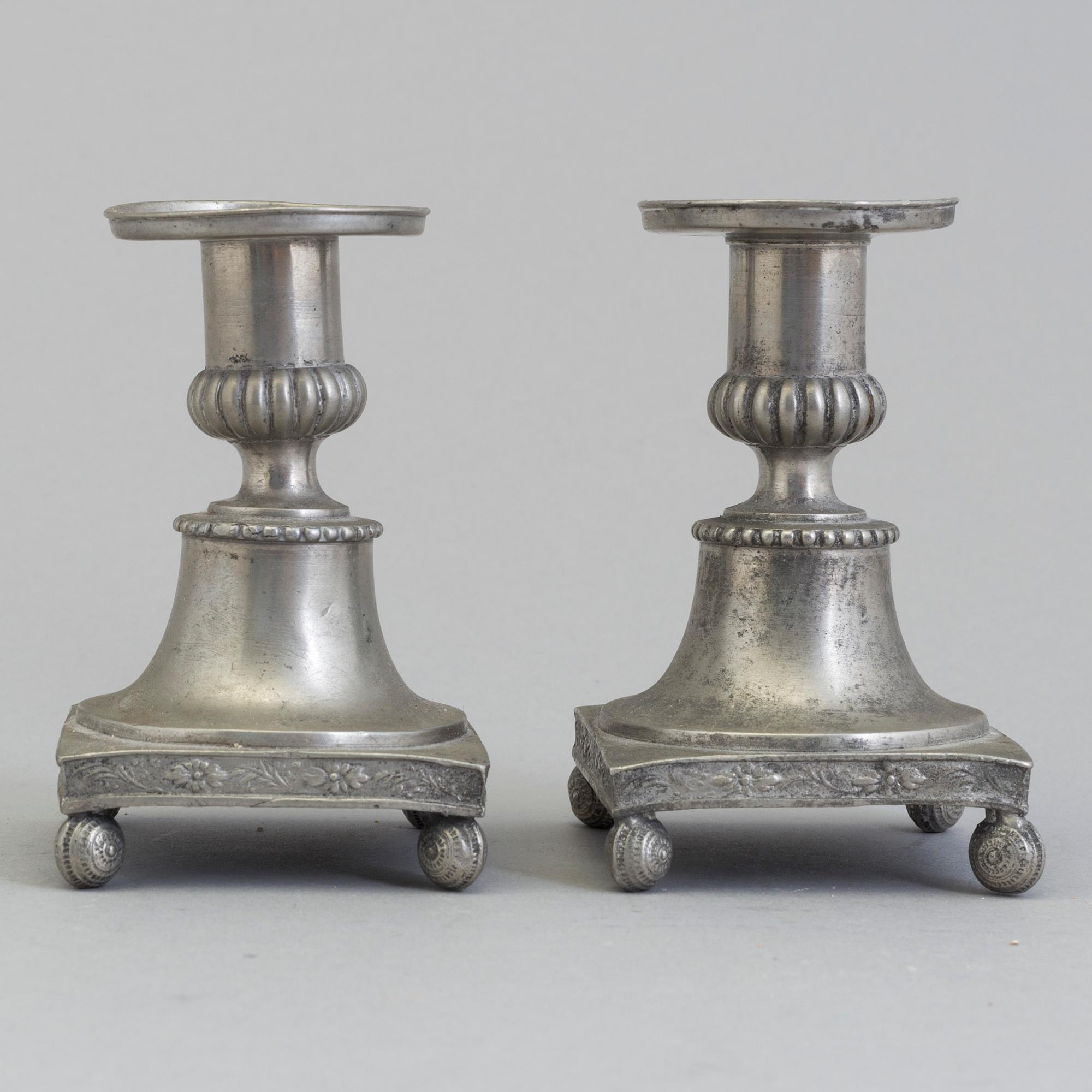 CANDLESTICKS, a pair, pewter, swedish, probably first half of the 19th century.