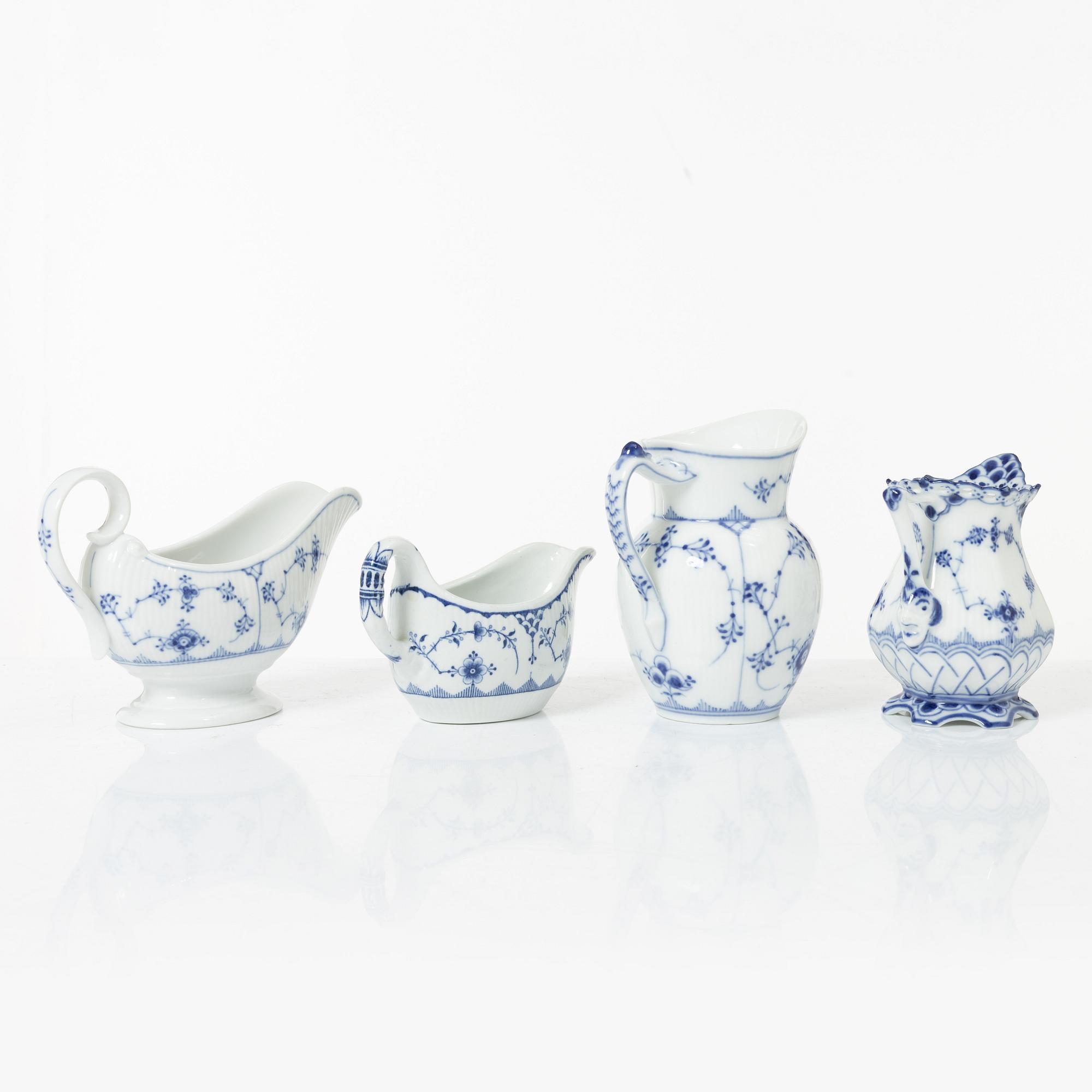 Royal Copenhagen, dinner and coffee service, 81 pcs, Blue Fluted, Full and Half Lace.