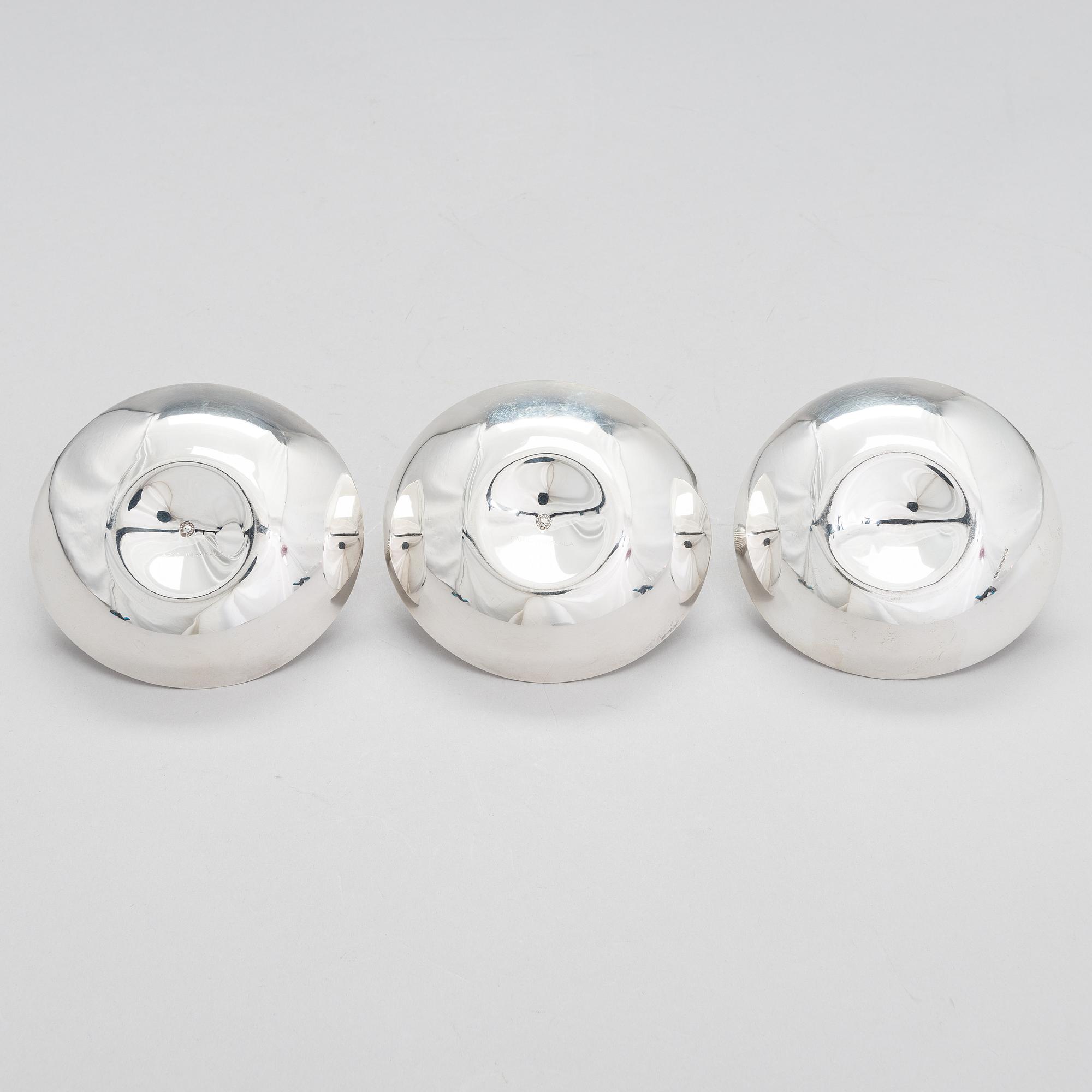TAPIO WIRKKALA, LJUSSTAKAR, 3 st, silver, Hopeatehdas Oy, Helsingfors 1957-65.
