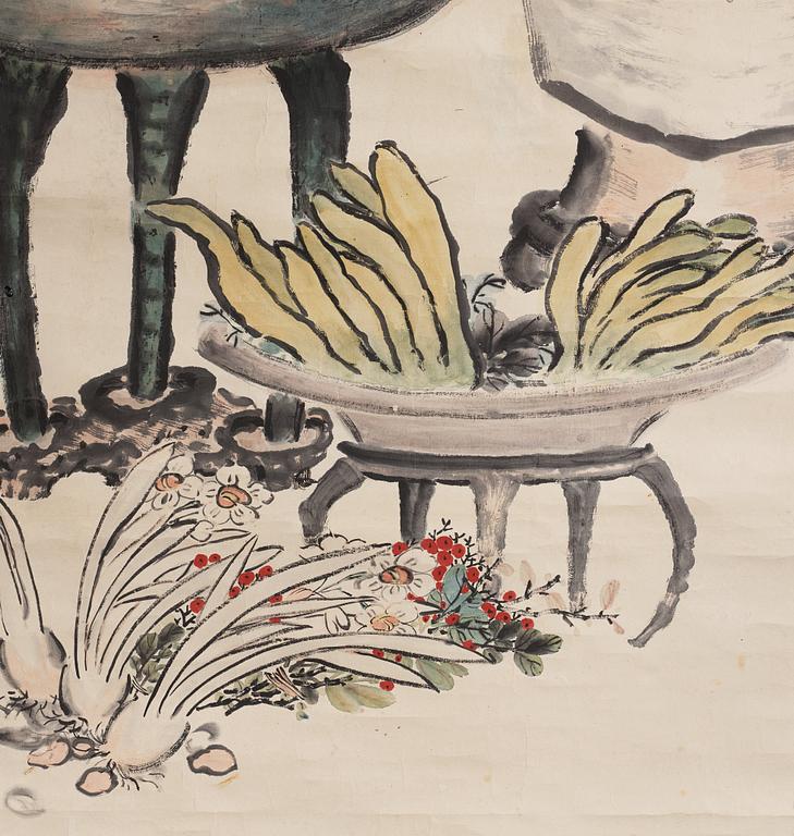 RULLMÅLNING, tusch och färg på papper, av Xiang Ziheng, Kina, signerad och daterad år 1911.