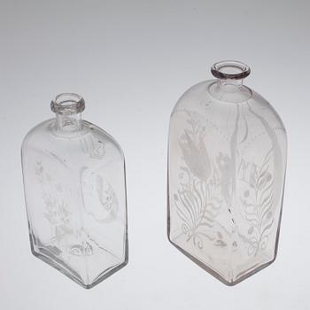 Two 19th century glass bottles.