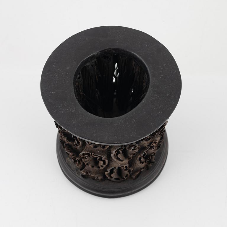 A Chinese naturalistic brush pot, probably early 20th Century.