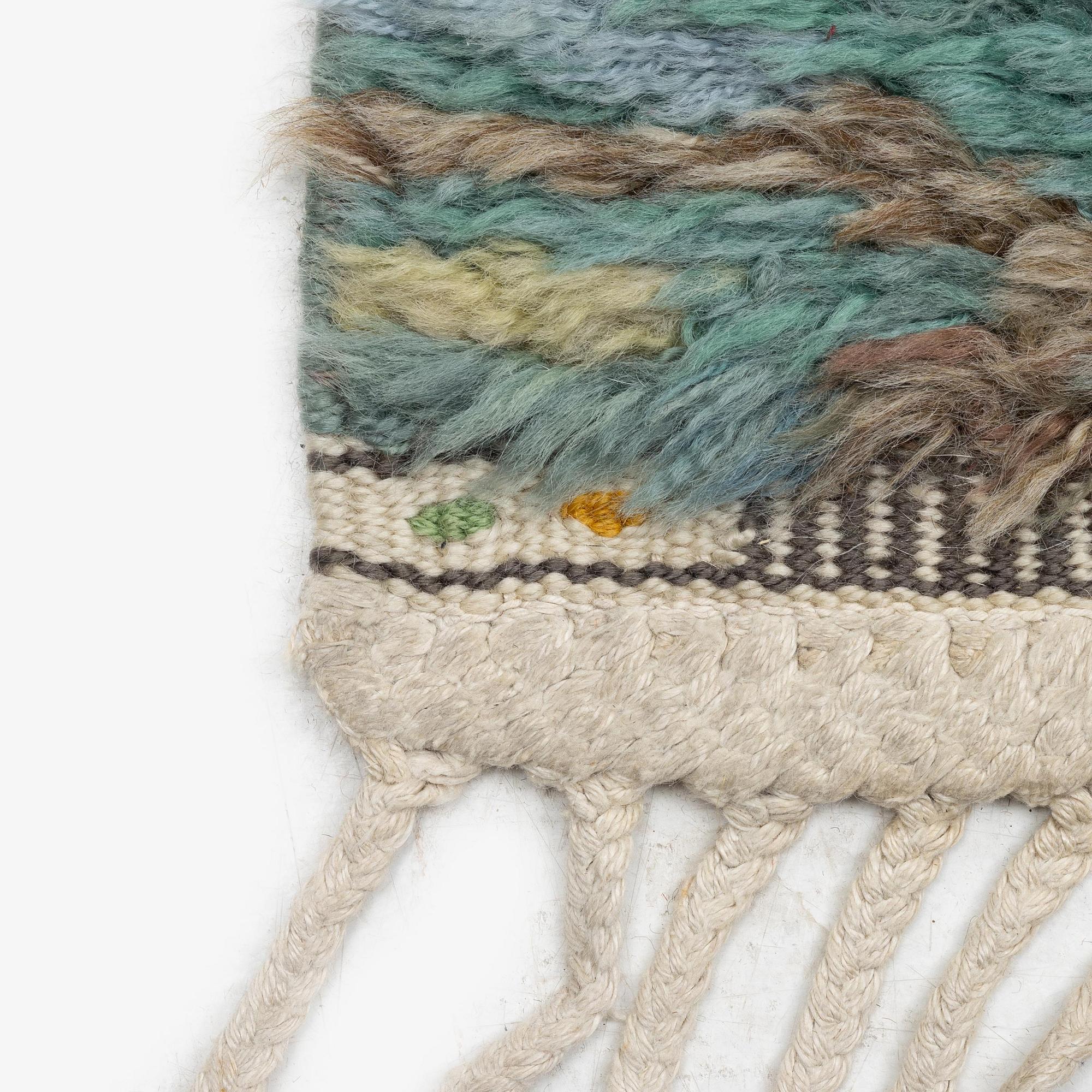 Barbro Nilsson, a runner, 'Marina, grön', knotted pile, c. 469 x 158 cm, signed AB MMF BN.