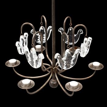 BERTIL VALLIEN, an iron and glass chandelier from Boda Smide.