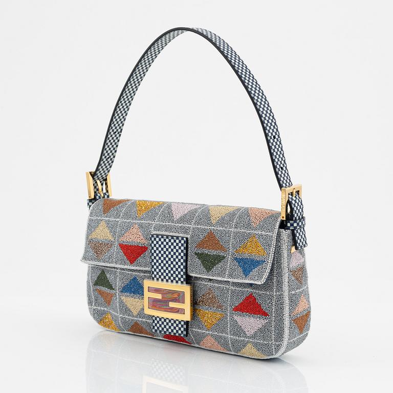 Fendi, a pearl embroidered baguette bag.