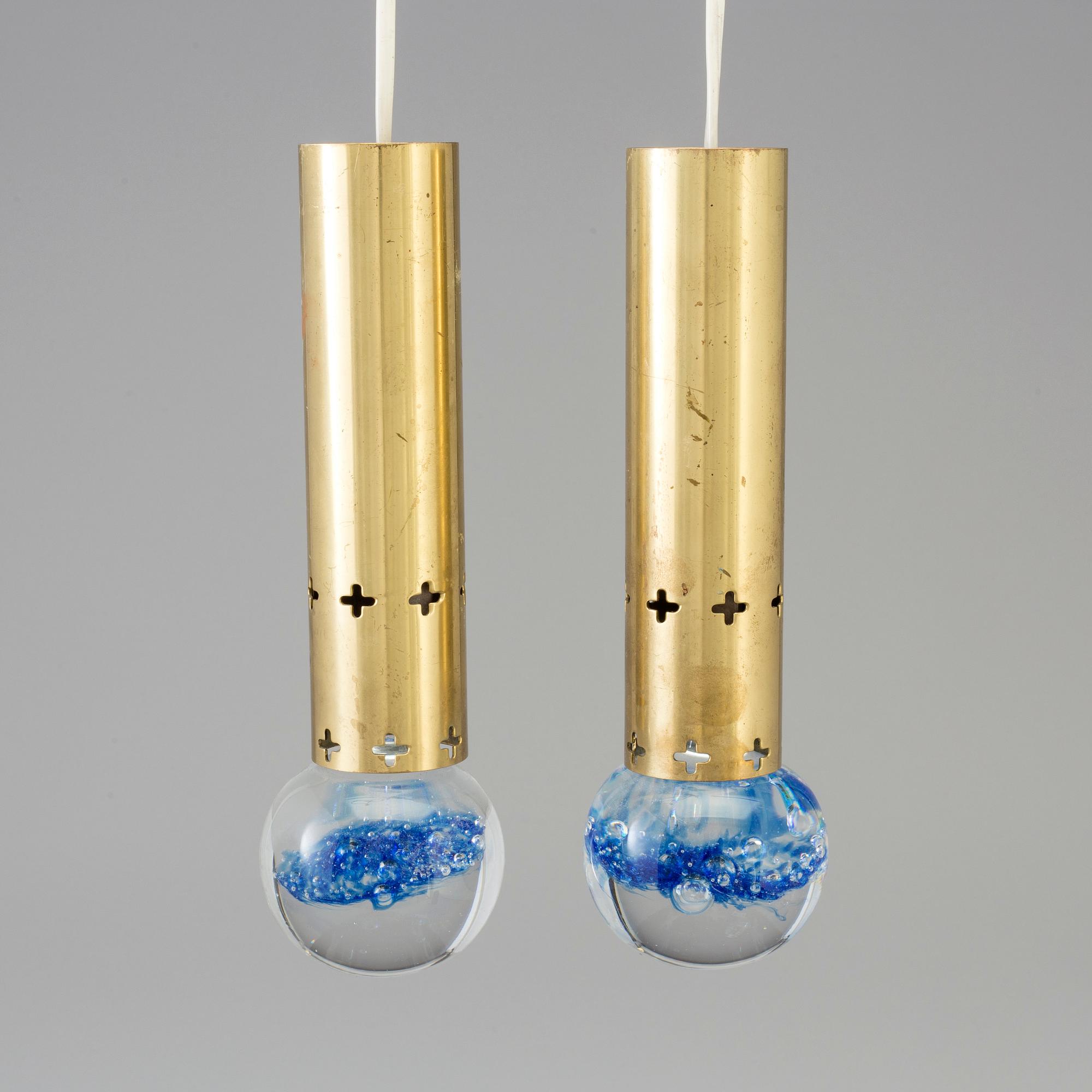 2 1970's brass ceiling lamps by Helmer Andersson.