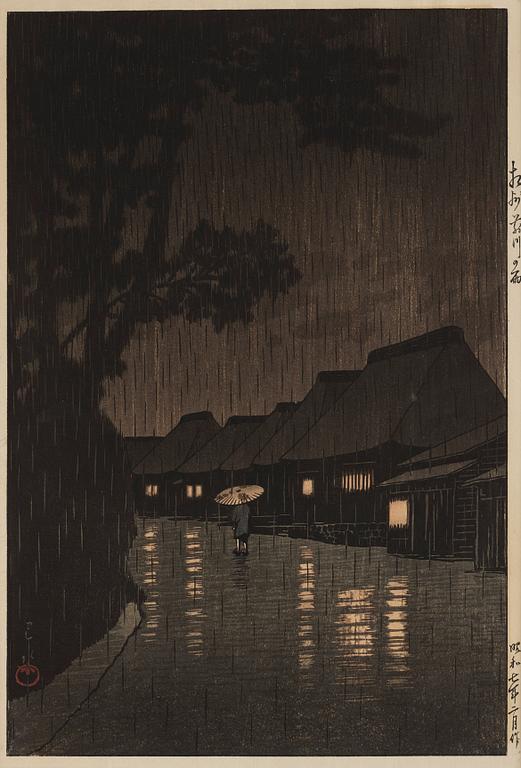 Kawase Bunjiro Hasui, Rain at Maekawa in Sagami Province (Sôshû Maekawa no ame).