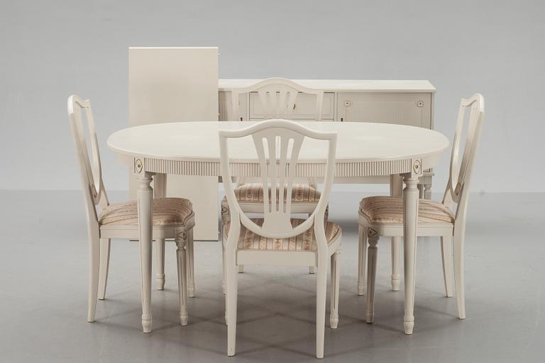 MATSALSMÖBLEMANG, 6 delar, gustaviansk stil, 1900-talets slut.