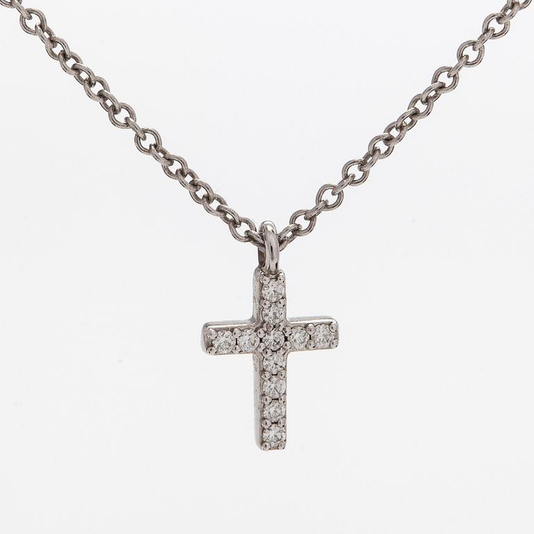 Tiffany & Co, halsband "Metro Cross", 18K vitguld och diamanter.