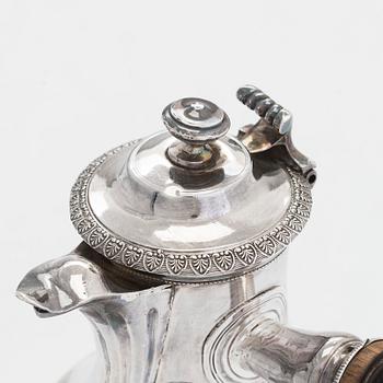 A French silver chocolate pot, Paris 1798-1809. Maker's mark LJMR.