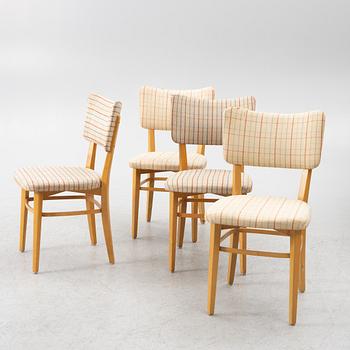 Elias Svedberg, a set of four chairs model "31" from the Triva-Bygg series, Nordiska Kompaniet, 1940s.