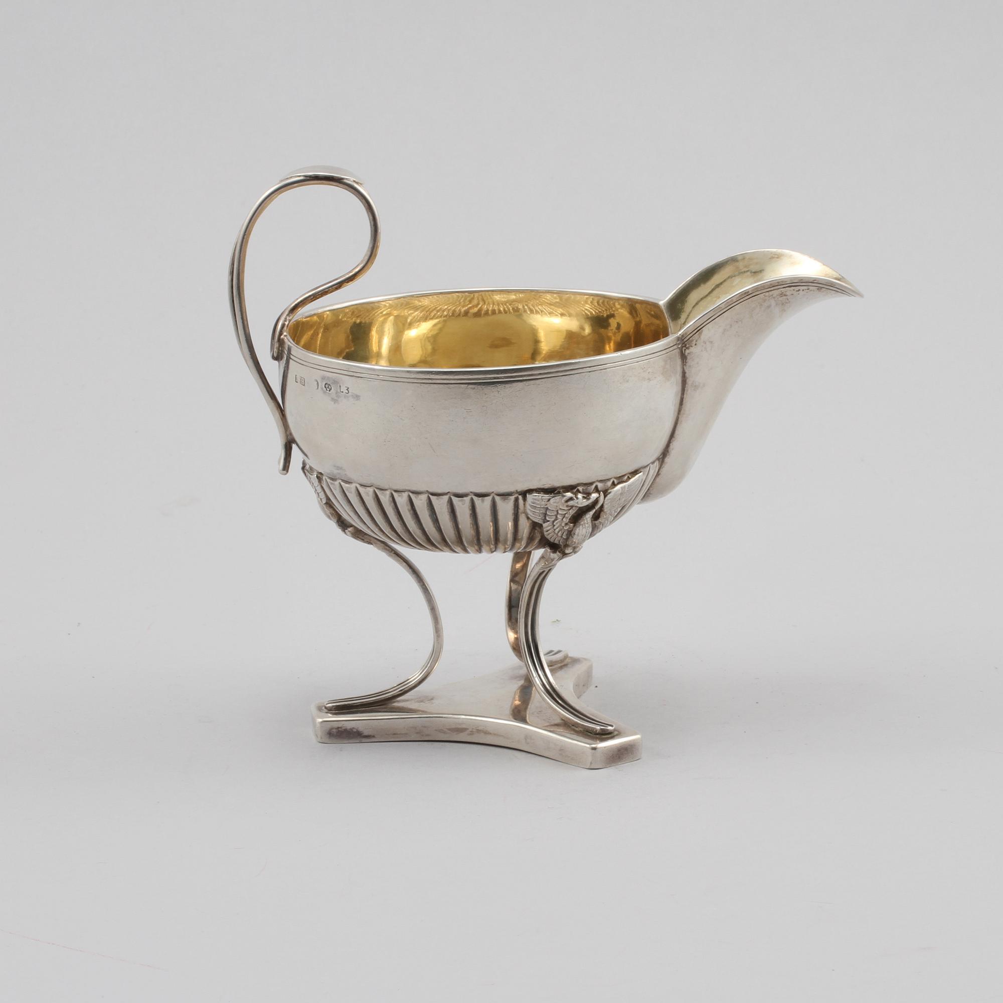 GRÄDDKANNA, silver, Johan Fredrik Björnstedt, Stockholm, empire 1817, vikt 215 gram.