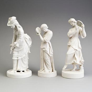 FIGURER, tre st, parian, Gustafsberg, sekelskiftet 1900.