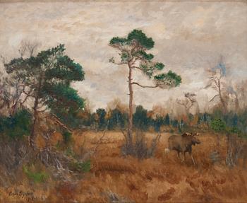 703. Bruno Liljefors, Autumn Landscape with Moose.