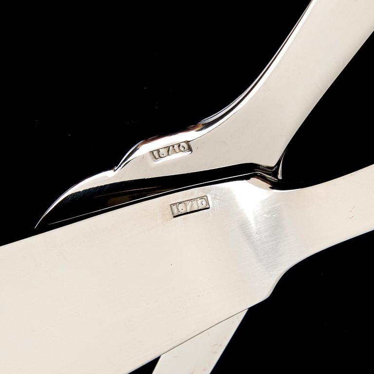 BESTICKUPPSÄTTNING, 24+12 kpl, samt SERVETTRINGAR, 12 st, silver, "Chippendale", Finland 1962 samt 1990-tal.