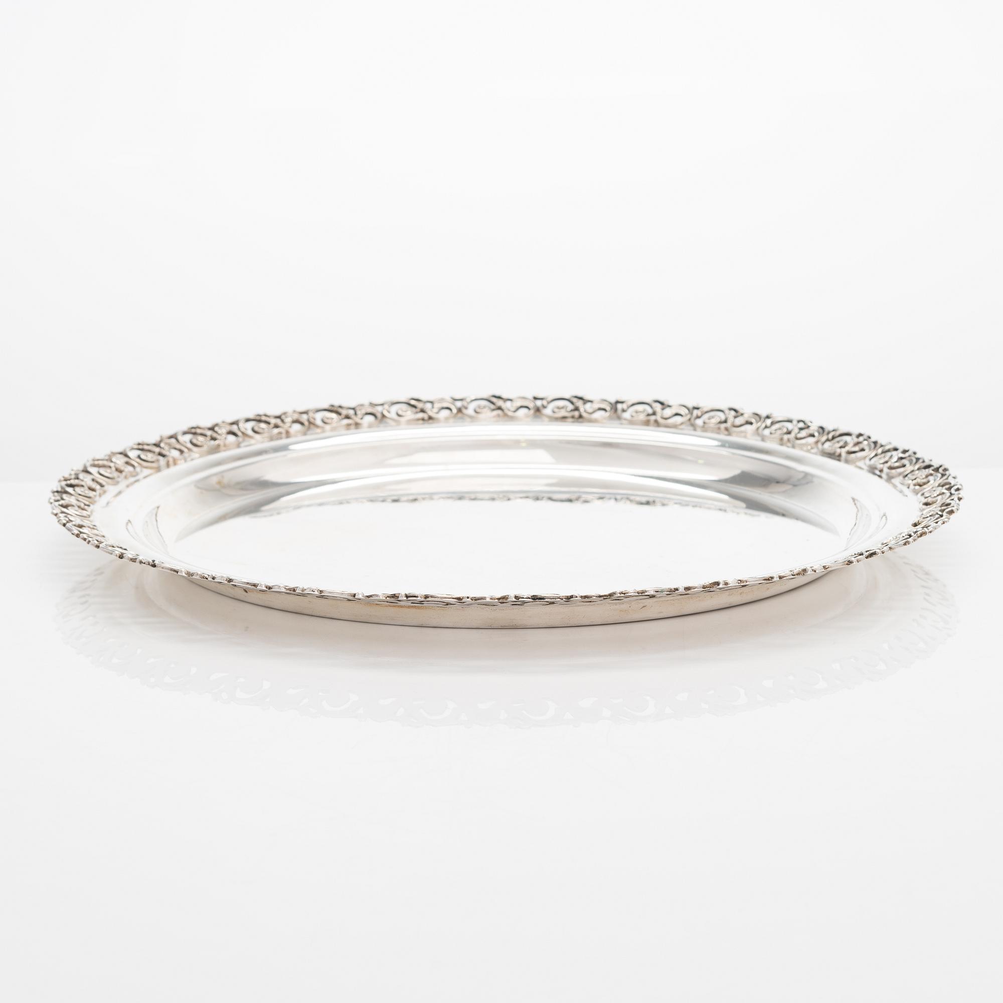 A silver tray, Italy, control marked Wasama & Co Oy, Helsinki 1968.