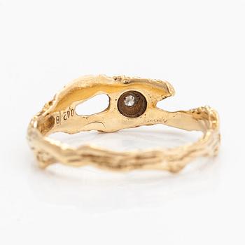 Björn Weckström, Sormus, "TImanttilampi", 18K kultaa ja timantti n. 0.02 ct, Lapponia.