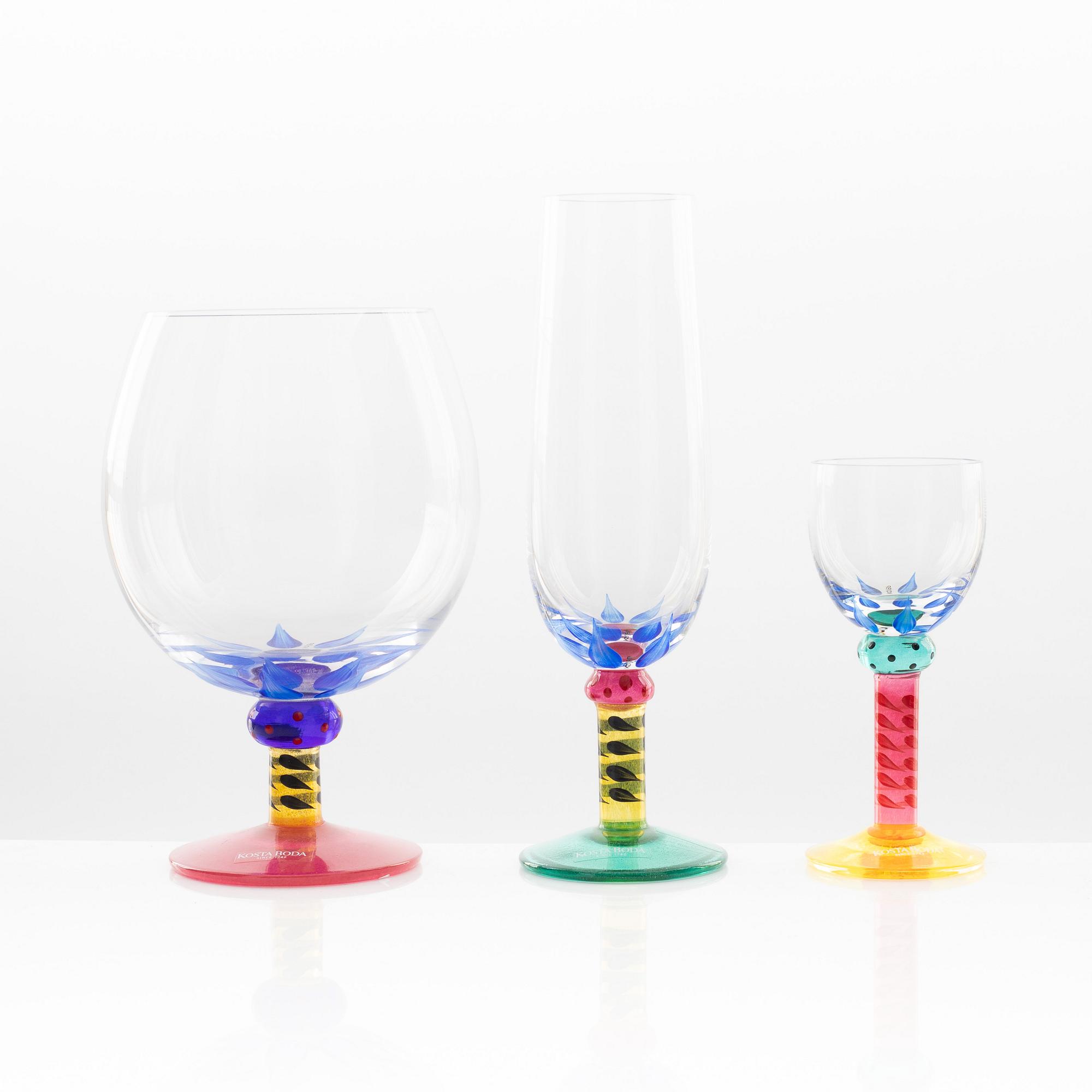 Kosta Boda Ken DoneシャンパングラスPalm Tree Ken Done, a 57-piece 'Palm Tree' glass service, Kosta Boda