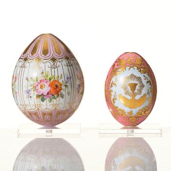 A set of two Russian porcelain Easter Eggs, 19th Century.