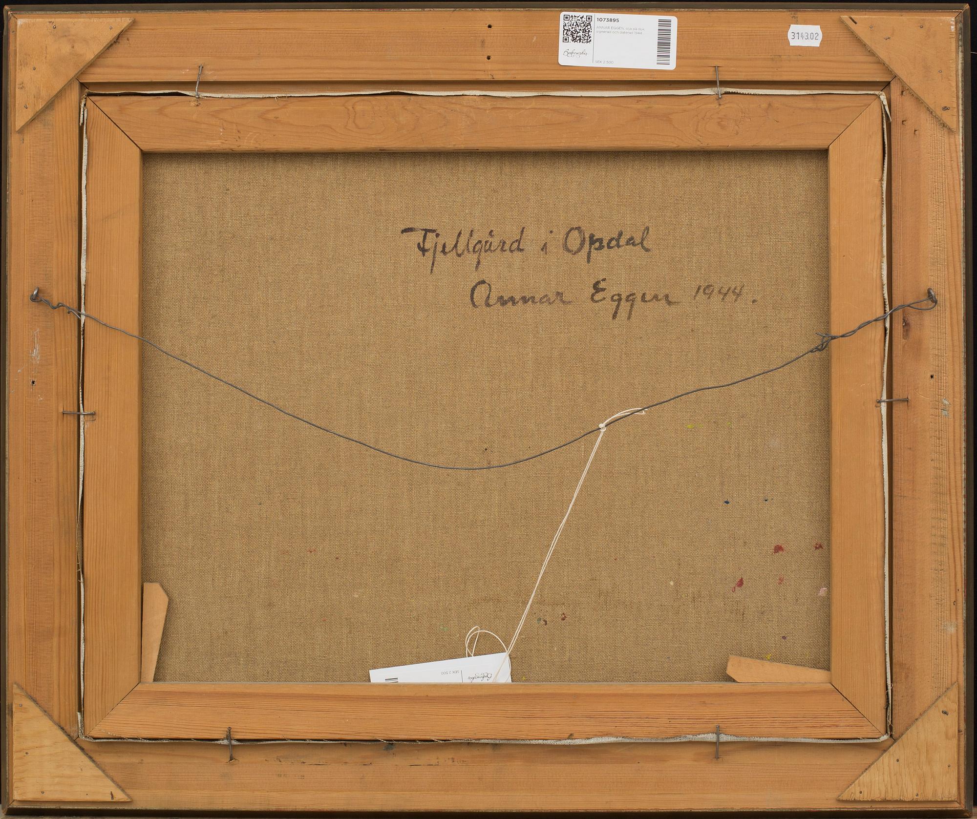 ANNAR EGGEN, oil on canvas, signed and dated 1944.