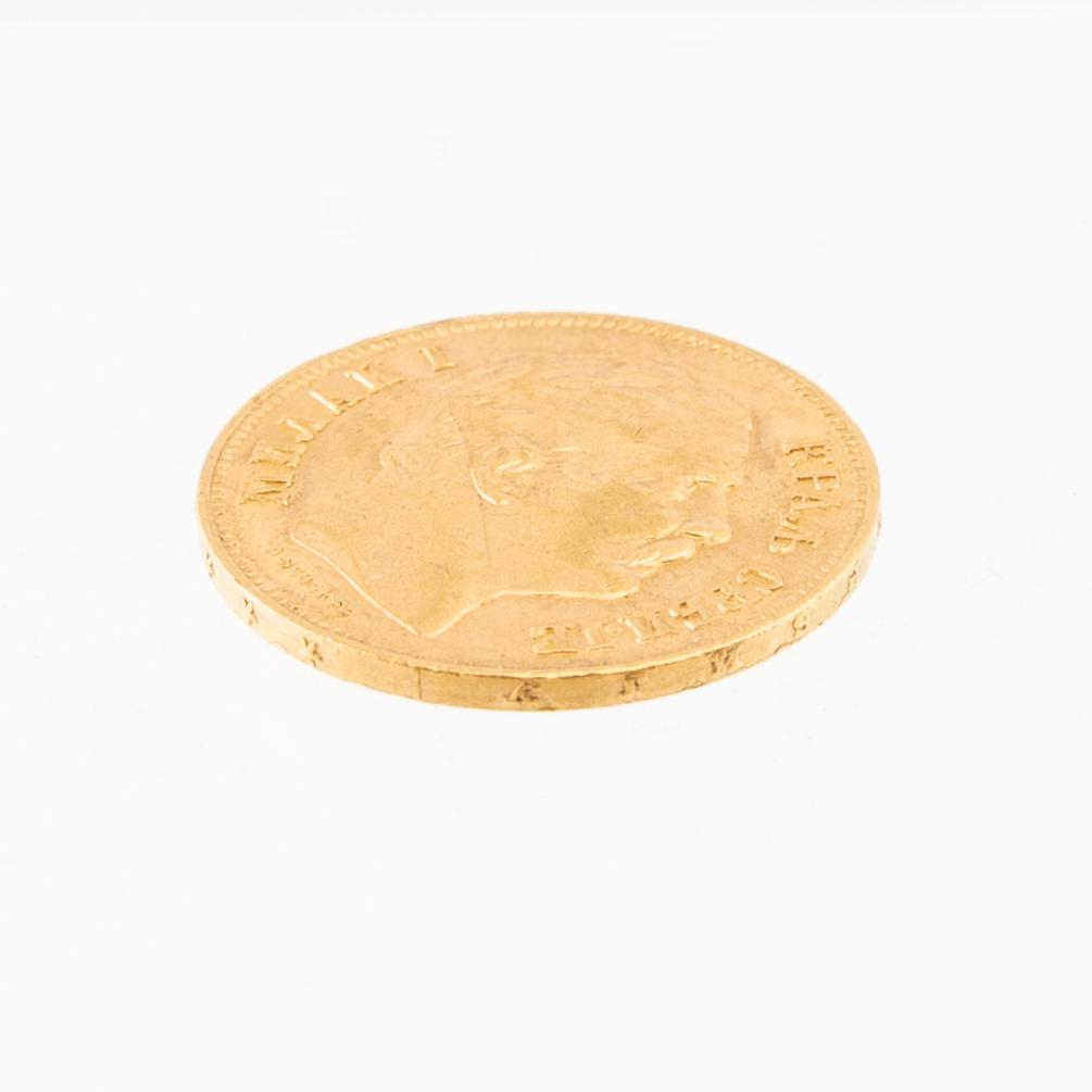 Guldmynt 20 dinar 1882 Serbien Milan I.