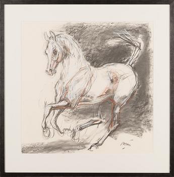Jean-Louis Sauvat, mixed media on paper, signed.