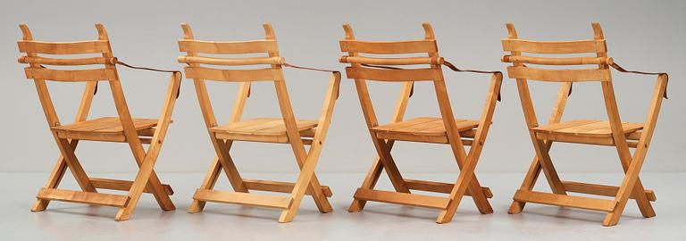 HANS J WEGNER, 4 folding chairs, model "PP 90", for P.P møbler, Denmark 1970's.