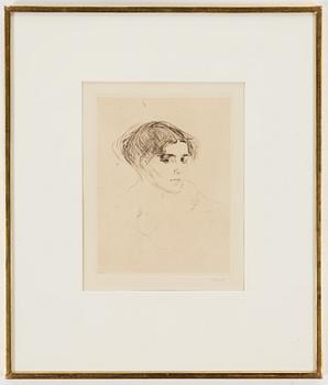 EDVARD MUNCH, drypoint, 1902/14, signed in pencil, printed by Otto Felsing, Berlin and also with his signature.