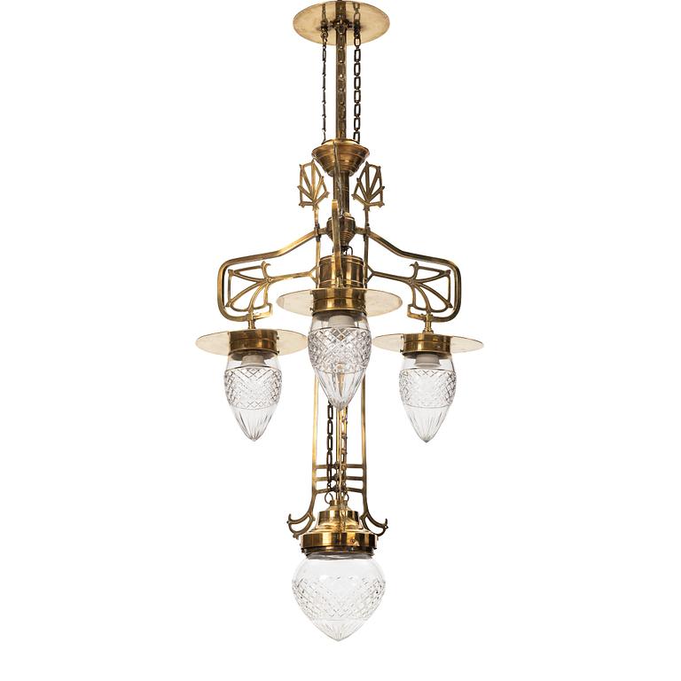An Art Nouveau celing lamp, early 20th century.